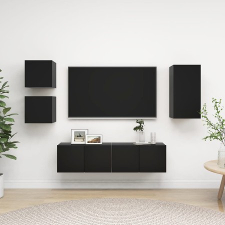 Set de muebles de TV 5 piezas madera contrachapada negro de , Muebles TV - Ref: Foro24-3078800, Precio: 138,59 €, Descuento: %