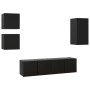 Set de muebles de TV 5 piezas madera contrachapada negro de , Muebles TV - Ref: Foro24-3078800, Precio: 138,59 €, Descuento: %