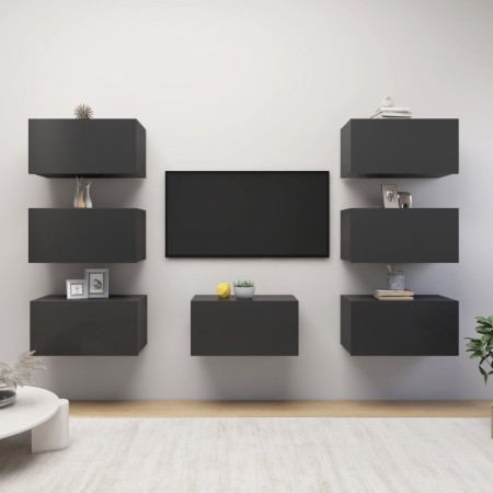 Muebles de salón 7 pzas madera ingeniería gris 30,5x30x60 cm de , Muebles TV - Ref: Foro24-3078953, Precio: 232,79 €, Descuen...