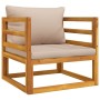 Sillón de jardín madera maciza acacia con cojines gris taupe de , Sofás modulares de exterior - Ref: Foro24-360007, Precio: 2...