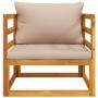 Sillón de jardín madera maciza acacia con cojines gris taupe de , Sofás modulares de exterior - Ref: Foro24-360007, Precio: 2...