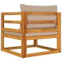 Sillón de jardín madera maciza acacia con cojines gris taupe de , Sofás modulares de exterior - Ref: Foro24-360007, Precio: 2...