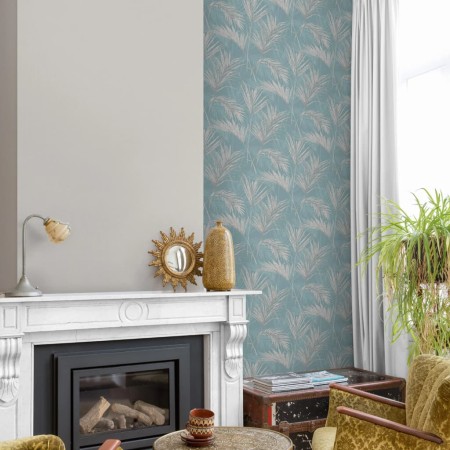 DUTCH WALLCOVERINGS Papel de pared Palm Springs azul y gris de , Papel pintado - Ref: Foro24-437385, Precio: 29,96 €, Descuen...