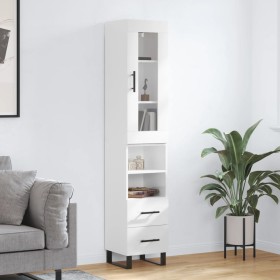 Aparador alto madera contrachapada blanco brillo 34,5x34x180 cm de , Aparadores - Ref: Foro24-3199323, Precio: 124,22 €, Desc...