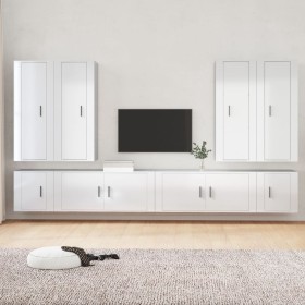 Set de muebles de TV 8 pzas madera contrachapada blanco brillo de , Muebles TV - Ref: Foro24-3188856, Precio: 469,37 €, Descu...