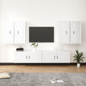 Set de muebles de TV 6 pzas madera contrachapada blanco brillo de , Muebles TV - Ref: Foro24-3188712, Precio: 394,21 €, Descu...