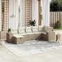 Set sofás de jardín 7 piezas y cojines ratán sintético beige en Conjuntos de jardín | Comprar online en Foru.es