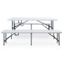 Mesa de jardín plegable con 2 bancos acero y HDPE blanco 180 cm de , Conjuntos de jardín - Ref: Foro24-48833, Precio: 178,60 ...