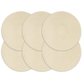 Manteles individuales redondos 6 uds algodón natural liso 38 cm de , Manteles individuales - Ref: Foro24-133843, Precio: 31,4...