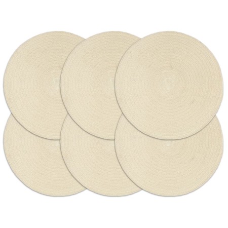 Manteles individuales redondos 6 uds algodón natural liso 38 cm de , Manteles individuales - Ref: Foro24-133843, Precio: 31,4...