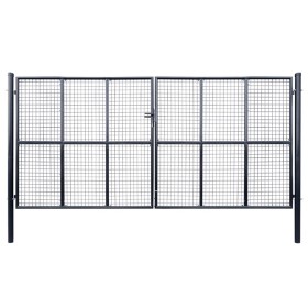 Puerta de malla de jardín acero galvanizado 400x200 cm gris de , Puertas de jardín - Ref: Foro24-143379, Precio: 646,96 €, De...