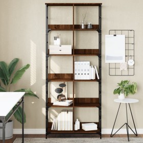 Estantería de madera ingeniería marrón roble 78,5x33x188,5 cm de , Librerías y estanterías - Ref: Foro24-835263, Precio: 106,...