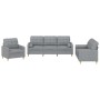 Juego de sofás con cojines 3 piezas tela gris claro de , Sofás - Ref: Foro24-3201258, Precio: 670,30 €, Descuento: %
