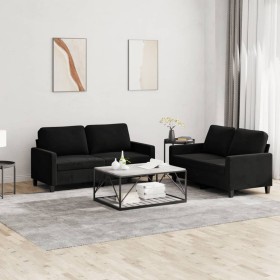 Juego de sofás con cojines 2 piezas terciopelo negro de , Sofás - Ref: Foro24-3201501, Precio: 453,53 €, Descuento: %