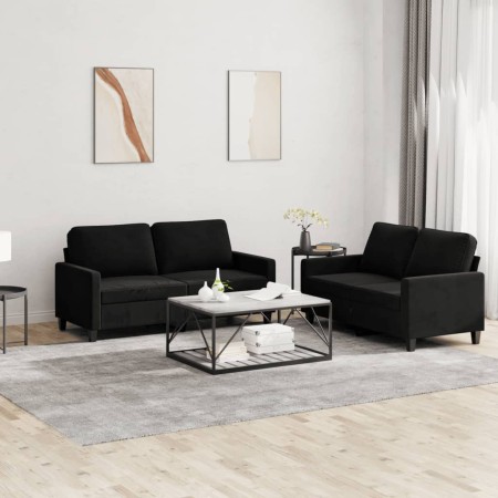 Juego de sofás con cojines 2 piezas terciopelo negro de , Sofás - Ref: Foro24-3201501, Precio: 453,53 €, Descuento: %