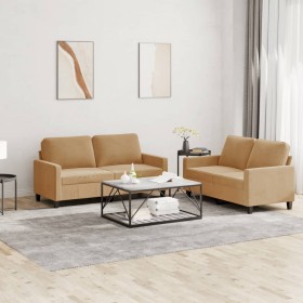 Juego de sofás con cojines 2 piezas terciopelo marrón de , Sofás - Ref: Foro24-3201503, Precio: 385,87 €, Descuento: %