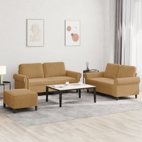 Juego de sofás con cojines 3 piezas terciopelo marrón de , Sofás - Ref: Foro24-3202227, Precio: 520,54 €, Descuento: %