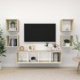 Muebles de salón 5 pzas madera ingeniería blanco y roble Sonoma de , Muebles TV - Ref: Foro24-3079624, Precio: 156,04 €, Desc...