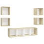 Muebles de salón 5 pzas madera ingeniería blanco y roble Sonoma de , Muebles TV - Ref: Foro24-3079624, Precio: 156,04 €, Desc...