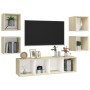 Muebles de salón 5 pzas madera ingeniería blanco y roble Sonoma de , Muebles TV - Ref: Foro24-3079624, Precio: 156,04 €, Desc...