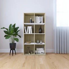 Estantería/Aparador contrachapada blanco y roble 66x30x130 cm de , Librerías y estanterías - Ref: Foro24-800158, Precio: 67,6...