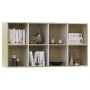Estantería/Aparador contrachapada blanco y roble 66x30x130 cm de , Librerías y estanterías - Ref: Foro24-800158, Precio: 67,6...
