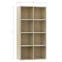 Estantería/Aparador contrachapada blanco y roble 66x30x130 cm de , Librerías y estanterías - Ref: Foro24-800158, Precio: 67,6...