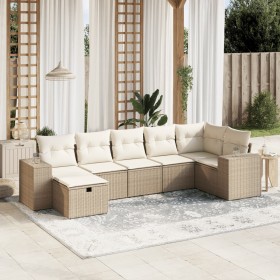 Set sofás de jardín 7 piezas y cojines ratán sintético beige en Conjuntos de jardín | Comprar online en Foru.es