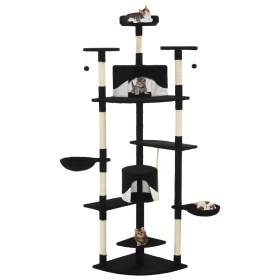Rascador para gatos con poste de sisal negro y blanco 203 cm de , Mobiliario para gatos - Ref: Foro24-170530, Precio: 143,01 ...