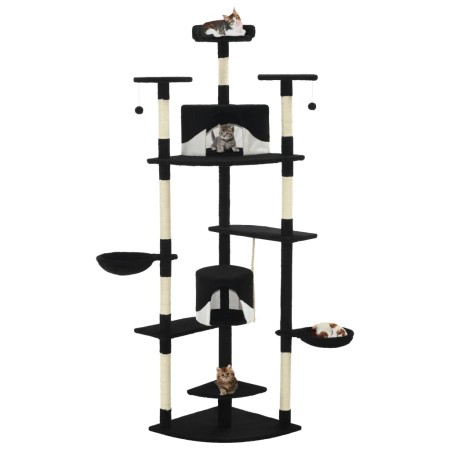 Rascador para gatos con poste de sisal negro y blanco 203 cm de , Mobiliario para gatos - Ref: Foro24-170530, Precio: 143,01 ...