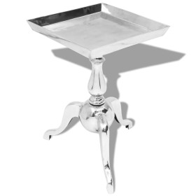 Mesita auxiliar cuadrada aluminio plateada de , Mesas auxiliares - Ref: Foro24-243511, Precio: 138,58 €, Descuento: %
