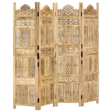 Biombo 4 paneles tallado a mano madera maciza mango 160x165 cm de , Divisores de ambientes - Ref: Foro24-285316, Precio: 300,...