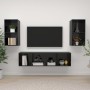 Muebles de salón de pared 4 pzas madera ingeniería negro brillo de , Muebles TV - Ref: Foro24-3079878, Precio: 152,48 €, Desc...