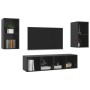 Muebles de salón de pared 4 pzas madera ingeniería negro brillo de , Muebles TV - Ref: Foro24-3079878, Precio: 152,48 €, Desc...