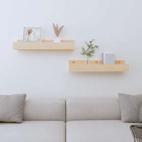 Estantes de pared 2 uds madera maciza de pino 50x12x9 cm de , Estantes y estanterías - Ref: Foro24-823584, Precio: 21,65 €, D...