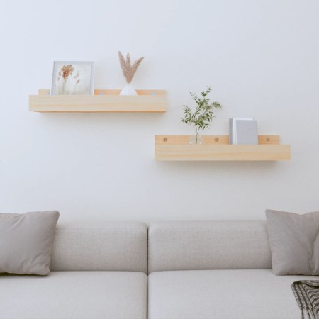 Estantes de pared 2 uds madera maciza de pino 50x12x9 cm de , Estantes y estanterías - Ref: Foro24-823584, Precio: 21,65 €, D...