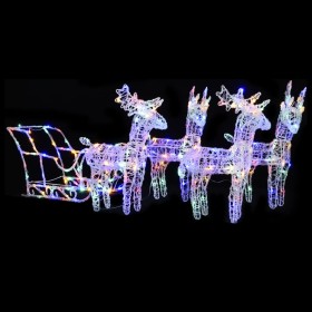 Decoración navideña renos y trineo acrílico 280x28x55 cm de , Luces de Navidad - Ref: Foro24-328532, Precio: 146,13 €, Descue...