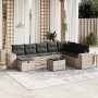 Set muebles jardín 9 pzas y cojines ratán sintético gris claro en Conjuntos de jardín | Comprar online en Foru.es