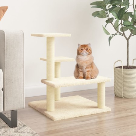 Rascador para gatos con postes de sisal color crema 61 cm de , Mobiliario para gatos - Ref: Foro24-172085, Precio: 38,68 €, D...