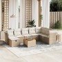Set de sofás de jardín 9 pzas con cojines ratán sintético beige en Conjuntos de jardín | Comprar online en Foru.es