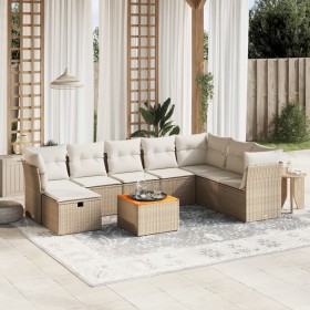 Set de sofás de jardín 9 pzas con cojines ratán sintético beige en Conjuntos de jardín | Comprar online en Foru.es