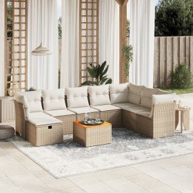 Set de sofás de jardín 9 pzas con cojines ratán sintético beige en Conjuntos de jardín | Comprar online en Foru.es