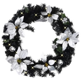 Corona de Navidad con luces LED verde 60 cm PVC de , Luces de Navidad - Ref: Foro24-320977, Precio: 48,82 €, Descuento: %