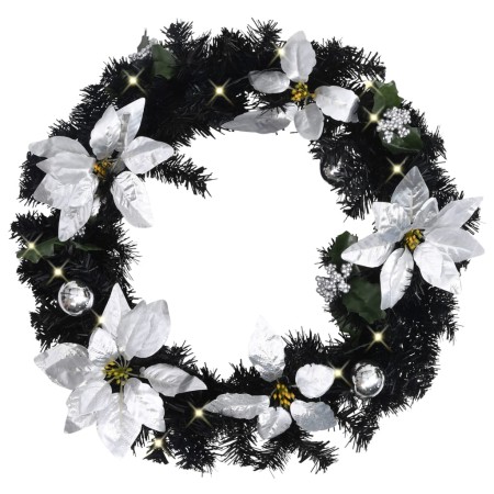Corona de Navidad con luces LED verde 60 cm PVC de , Luces de Navidad - Ref: Foro24-320977, Precio: 48,82 €, Descuento: %