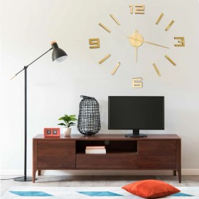 Reloj 3D de pared con diseño moderno dorado 100 cm XXL de , Relojes de pared - Ref: Foro24-325157, Precio: 18,60 €, Descuento: %