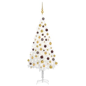 Árbol de Navidad preiluminado con luces y bolas blanco 120 cm de , Arboles de navidad - Ref: Foro24-3077546, Precio: 83,85 €,...