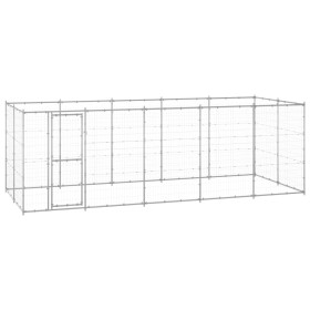 Perrera de exterior de acero galvanizado 12,1 m² de , Casetas y cercados para perros - Ref: Foro24-3082309, Precio: 495,50 €,...