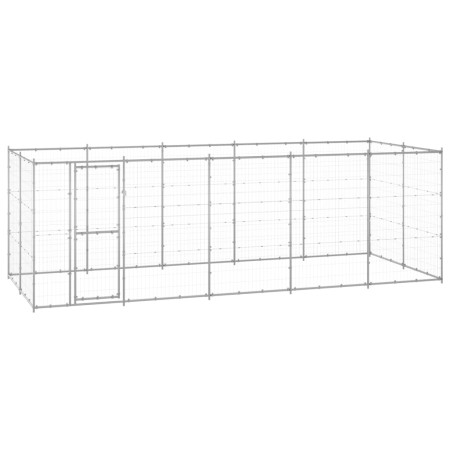 Perrera de exterior de acero galvanizado 12,1 m² de , Casetas y cercados para perros - Ref: Foro24-3082309, Precio: 495,50 €,...