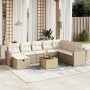 Set de sofás de jardín 9 pzas con cojines ratán sintético beige en Conjuntos de jardín | Comprar online en Foru.es