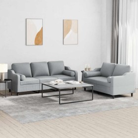 Juego de sofás con cojines 2 piezas tela gris claro de , Sofás - Ref: Foro24-3201850, Precio: 493,84 €, Descuento: %